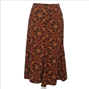 NWOT, Briggs New York Red Briwn Floral Fit & Flair Midi Skirt Sz 14